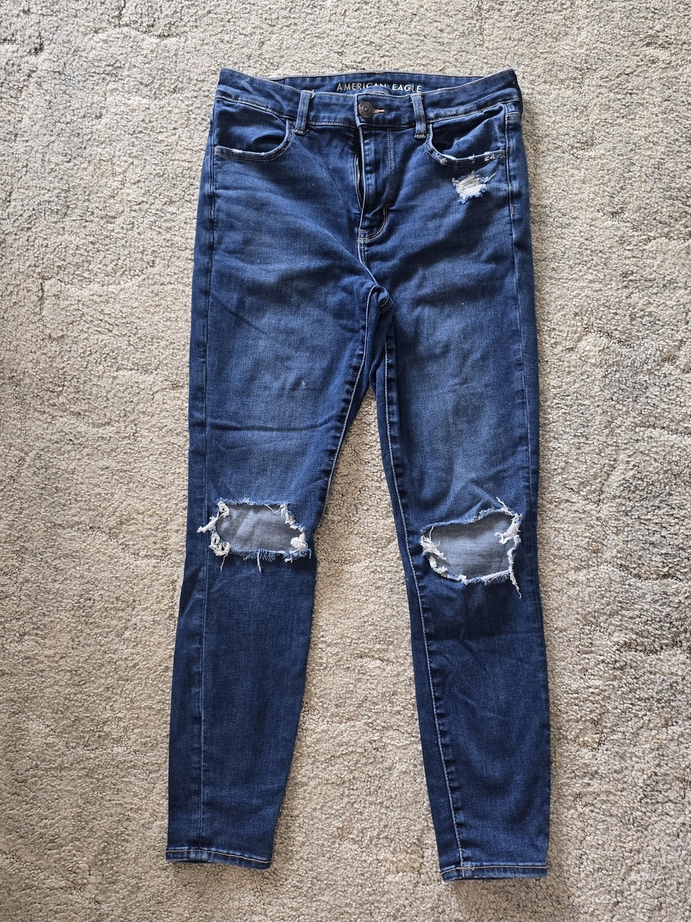 Womans American Eagle SZ 12 Distressed Skinny Jeans Hi-Rise *0170